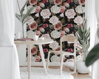 Majestic Bouquet Wallpaper | Self Adhesive Wallpaper, Removable Wallpaper, Temporary Wallpaper, Peel and Stick Wallpaper #278