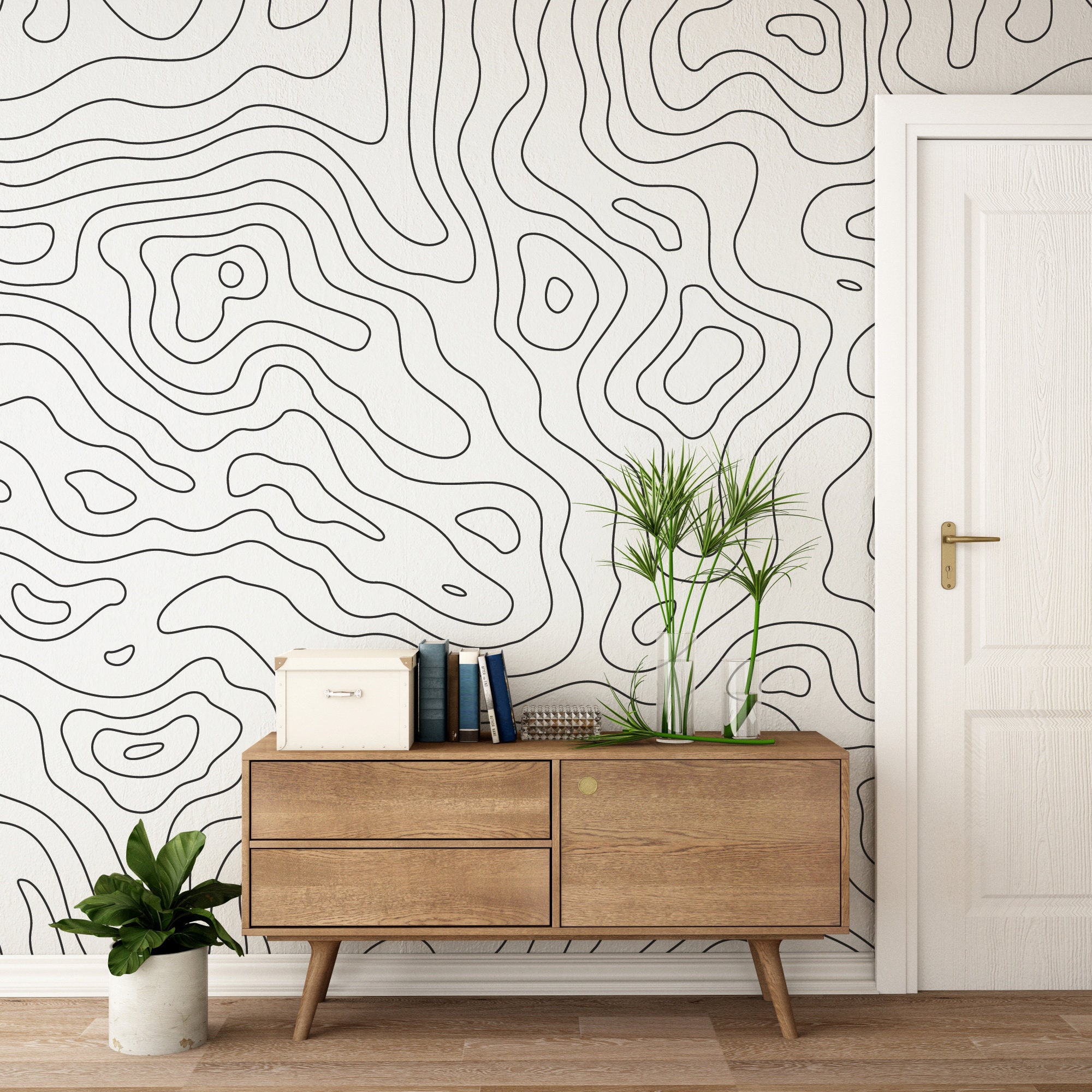 Topographic Contours Wallpaper Self Adhesive Wallpaper Etsy