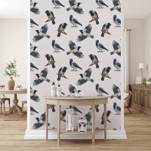Dark Crows Wallpaper | Self Adhesive Wallpaper, Removable Wallpaper, Temporary Wallpaper, Peel and Stick Wallpaper #817