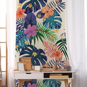 Exotic Flowers bouquet Wallpaper | Removable Wallpaper, Self-adhesive , Temporary Wallpaper, Peel and Stick Wallpaper #872