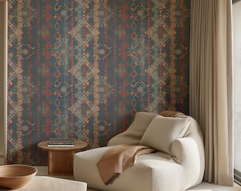 Aesthetic vintage wallpaper blue background removable peel and stick, aesthetic vintage wallpaper, retro 70s wall art #1824