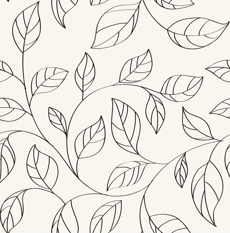 Black and White Leaves Wallpaper Self Adhesive Wallpaper Etsy