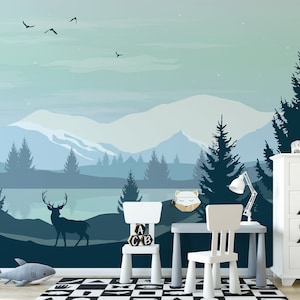 Morning Nature Landscape Wallpaper | Self Adhesive Wallpaper, Removable Wallpaper, Temporary Wallpaper, Peel and Stick Wallpaper #594