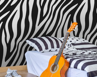 Zebra Strips Theme Wallpaper | Self Adhesive Wallpaper, Removable Wallpaper, Temporary Wallpaper, Peel and Stick Wallpaper #73