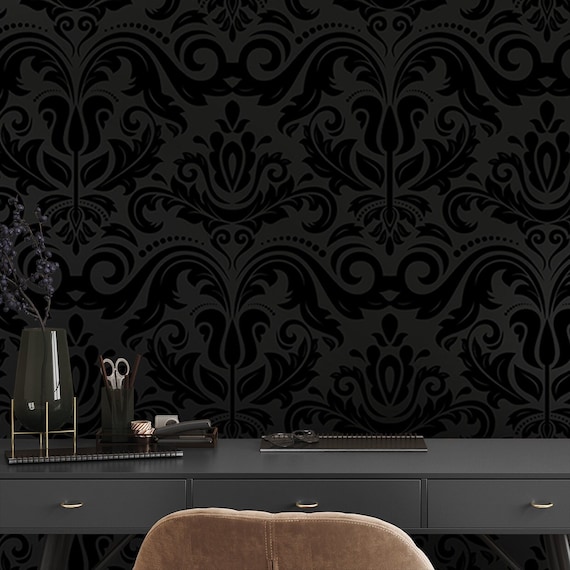 Luxury Damask Wallpaper Black Wallpaper Art Deco Self Adhesive