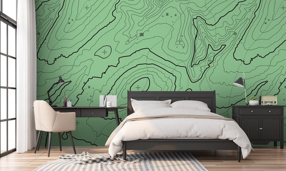 Removable Wallpaper Topographic map Wallpaper Self Adhesive | Etsy