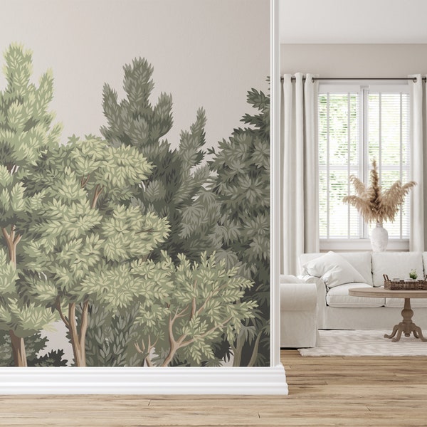 Trees Wallpaper | Self Adhesive Wallpaper, Removable Wallpaper, Temporary Wallpaper, Peel and Stick Wallpaper #1026