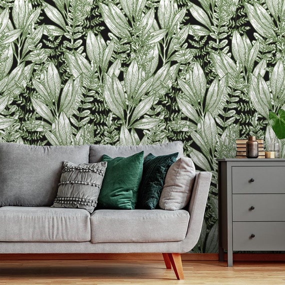 Fondo de pantalla de hojas silvestres de color verde claro / - Etsy México Fondo de pantalla de hojas silvestres de color verde claro / - Etsy México