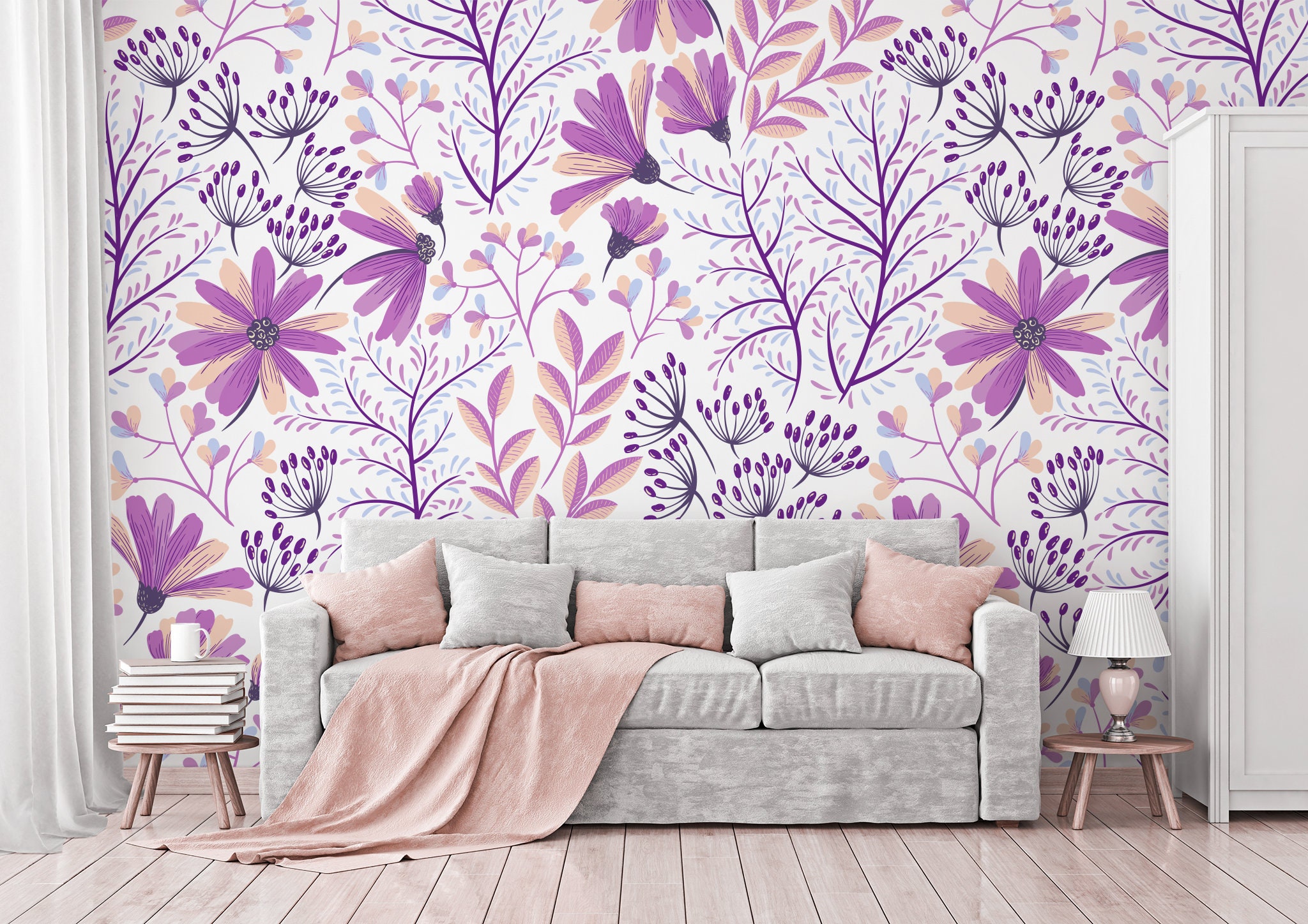 Buy Peony Flower Mural Wallpaper Mixed Lavender Purple Online in India   Etsy