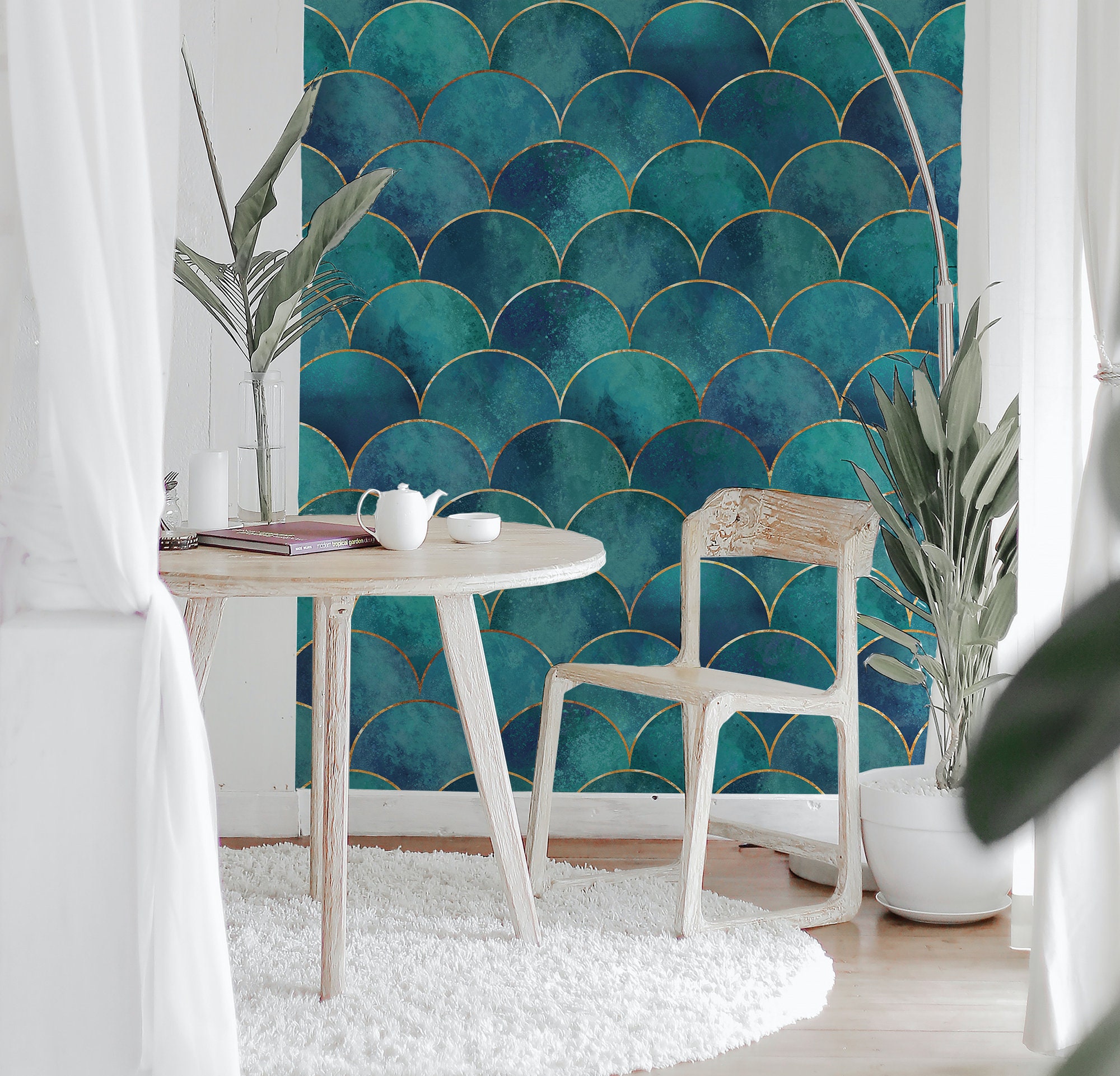 Turquoise Peel and Stick Wallpaper  Premium Quality  The Wallberry