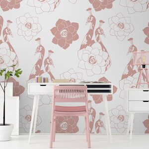 Pink Birds Wallpaper | Self Adhesive Wallpaper, Removable Wallpaper, Temporary Wallpaper, Peel and Stick Wallpaper #234