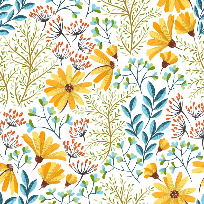 Colorful Flowers Wallpaper Self Adhesive Wallpaper Wall Etsy