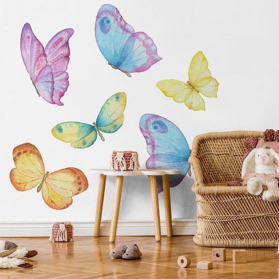 Sticker mural Papillons dessinés à la main marron 3 pièces