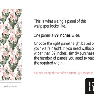 Bloomy Cactus Wallpaper | Self Adhesive Wallpaper, Removable Wallpaper, Temporary Wallpaper, Peel and Stick Wallpaper #377 image 2