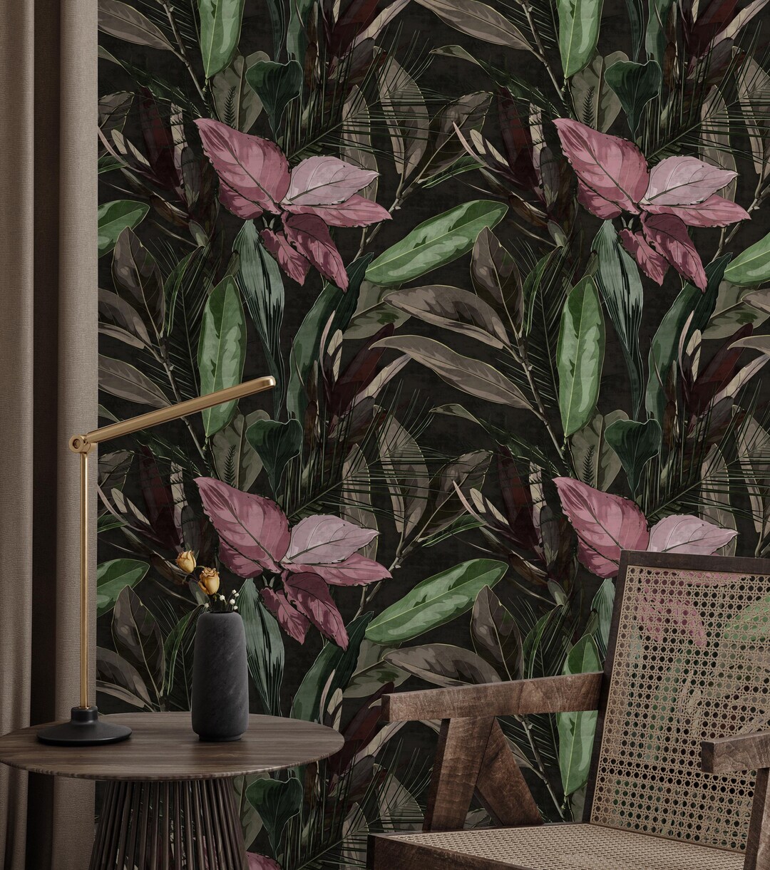 Vintage Pink Color Flower Wallpaper, Watercolor Floral Wallpaper ...