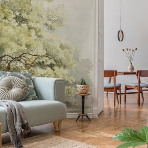 Watercolor Large Tree Wallpaper | Self Adhesive Wallpaper, Removable Wallpaper, Temporary Wallpaper, Peel and Stick Wallpaper #551