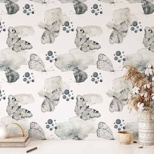 Butterflies Wallpaper, Cute Butterfly, Wall Decoration, Pastel Wallpaper, Peel and Stick Wallpaper, Home Decor, Watercolor Wallpaper #1341