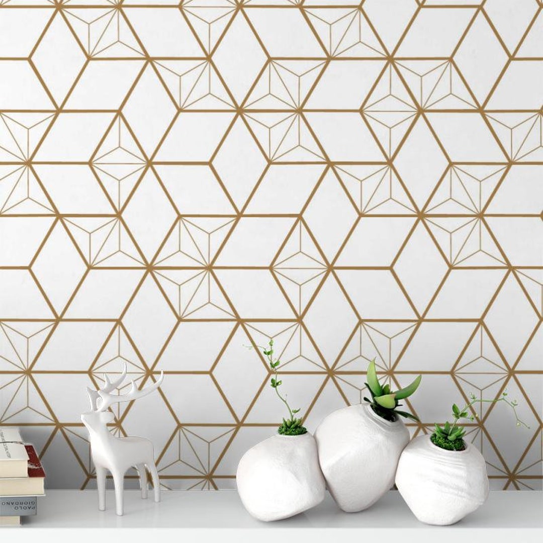 Japanese Gold Geometric Wallpaper Self Adhesive Wallpaper - Etsy Japanese Gold Geometric Wallpaper Self Adhesive Wallpaper - Etsy