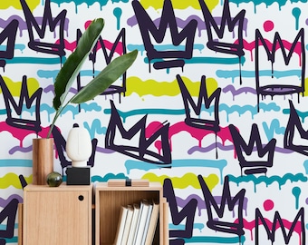 Tapeta Graffiti Kids, Tapeta Abstrakcyjna, Kolorowa Sztuka Ścienna, Tapeta Abstrakcyjna, Tapeta Peel and Stick, Tapeta Zdejmowana #89