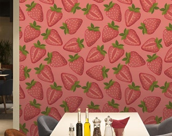 Removable Strawberry Wallpaper | Etsy