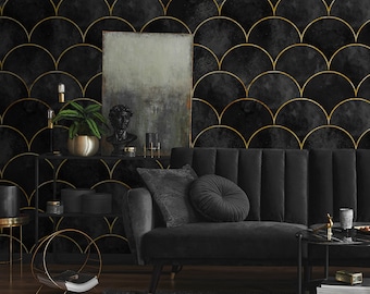 Black Mermaid Fish Wallpaper, Self Adhesive Wallpaper, Removable Wallpaper,  Temporary Wallpaper, Peel and Stick Wallpaper  #545