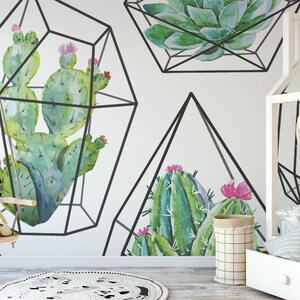 Green Cactus in Cage Wallpaper Self Adhesive Wallpaper - Etsy