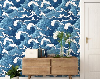 Abstract Waves Wallpaper | Self Adhesive Wallpaper, Removable Wallpaper, Temporary Wallpaper, Peel and Stick Wallpaper #453
