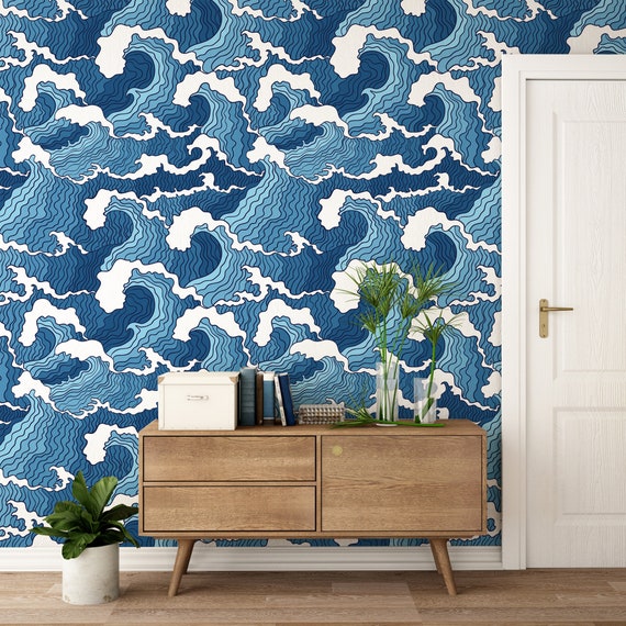 Abstract Waves Wallpaper Self Adhesive Wallpaper Removable | Etsy