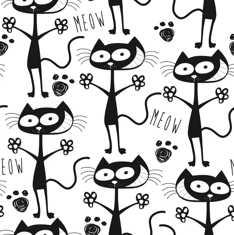 Removable Wallpaper Crazy Cats Wallpaper Self Adhesive Etsy