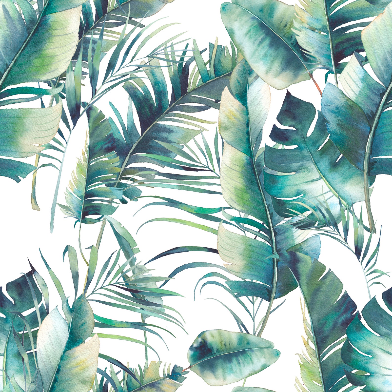 Palm Tree and Banana Leaves Wallpaper Self Adhesive - Etsy