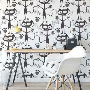 Crazy Cats Kids Wallpaper | Self Adhesive Wallpaper, Removable Wallpaper, Temporary Wallpaper, Peel and Stick Wallpaper #42