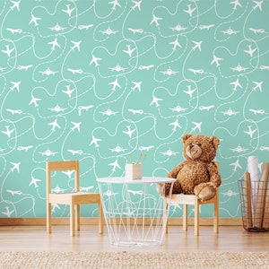 Boys Plane Kids Wallpaper | Self Adhesive Wallpaper, Removable Wallpaper, Temporary Wallpaper, Peel and Stick Wallpaper #328