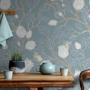 White Tulips Wallpaper | Self Adhesive Wallpaper, Removable Wallpaper, Temporary Wallpaper, Peel and Stick Wallpaper #1038