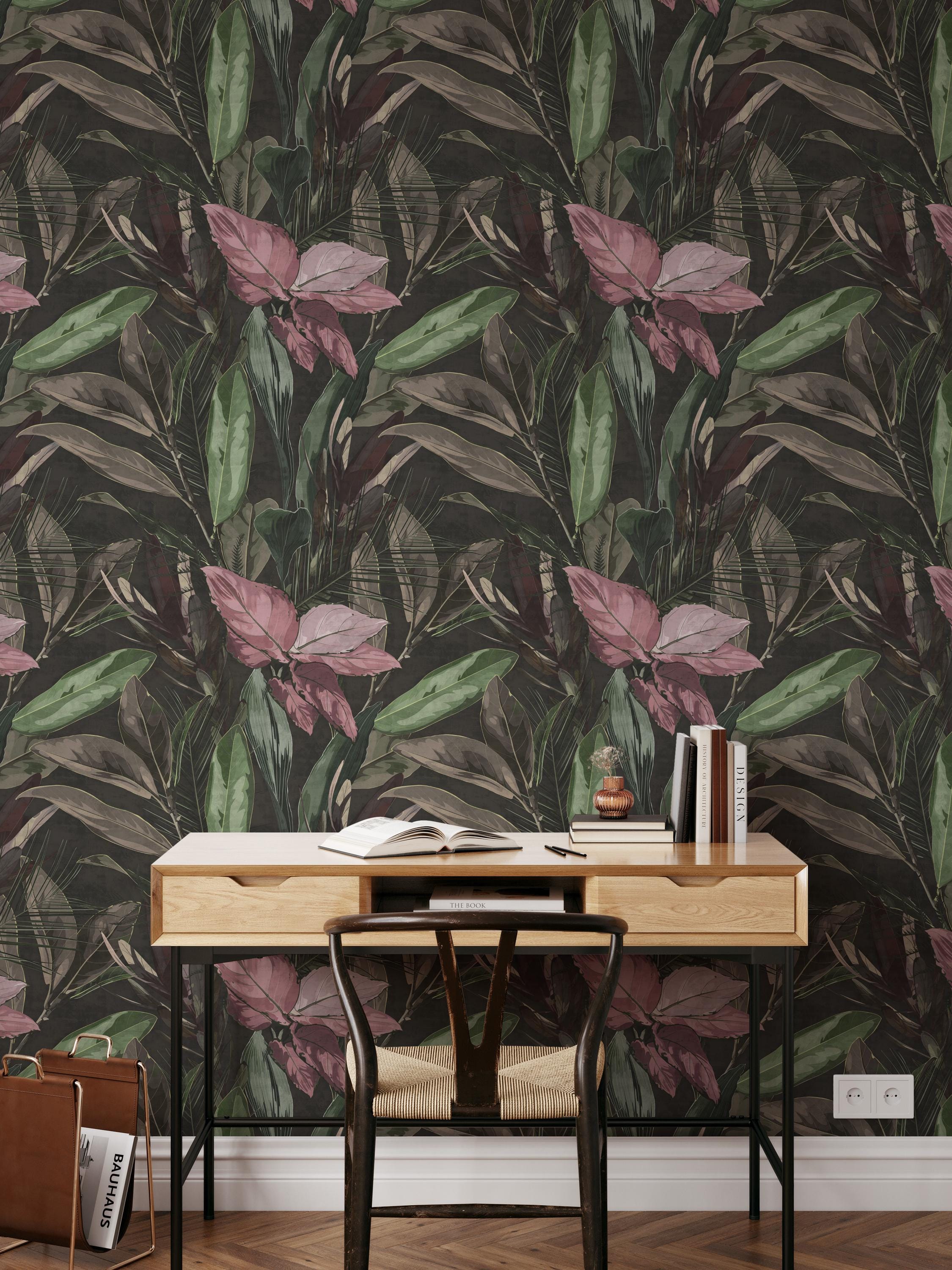 Vintage Pink Color Flower Wallpaper, Watercolor Floral Wallpaper ...