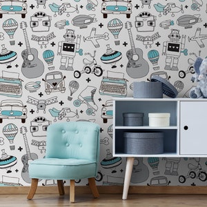 Boys World Kids Wallpaper | Self Adhesive Wallpaper, Removable Wallpaper, Temporary Wallpaper, Peel and Stick Wallpaper #63