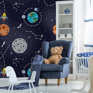 Constellations and Stars Kids Wallpaper | Self Adhesive Wallpaper, Removable Wallpaper, Temporary Wallpaper, Peel and Stick Wallpaper #510