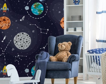 Constellations and Stars Kids Wallpaper | Self Adhesive Wallpaper, Removable Wallpaper, Temporary Wallpaper, Peel and Stick Wallpaper #510