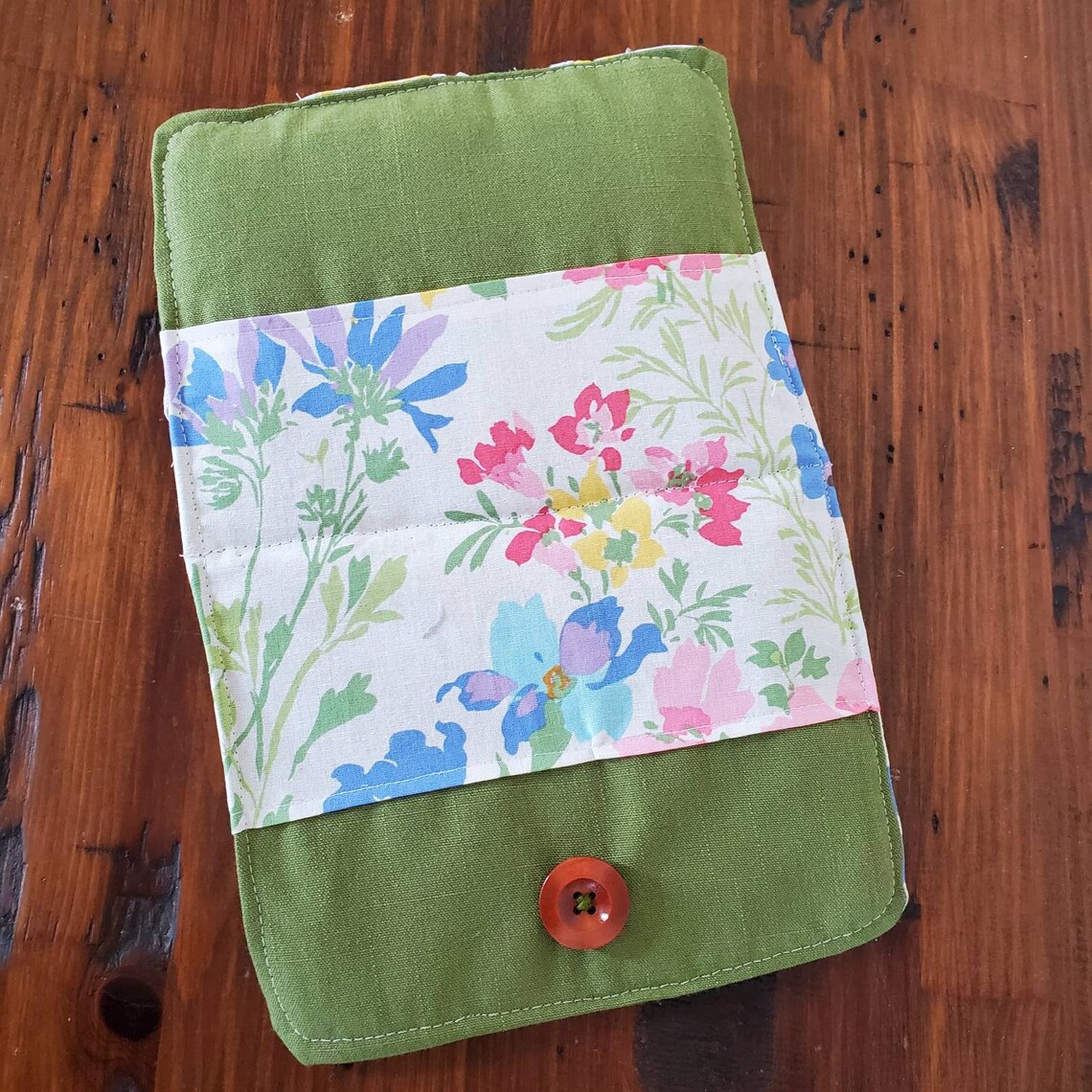 Kindle cover//linen Kindle cover//floral print//green Kindle Etsy