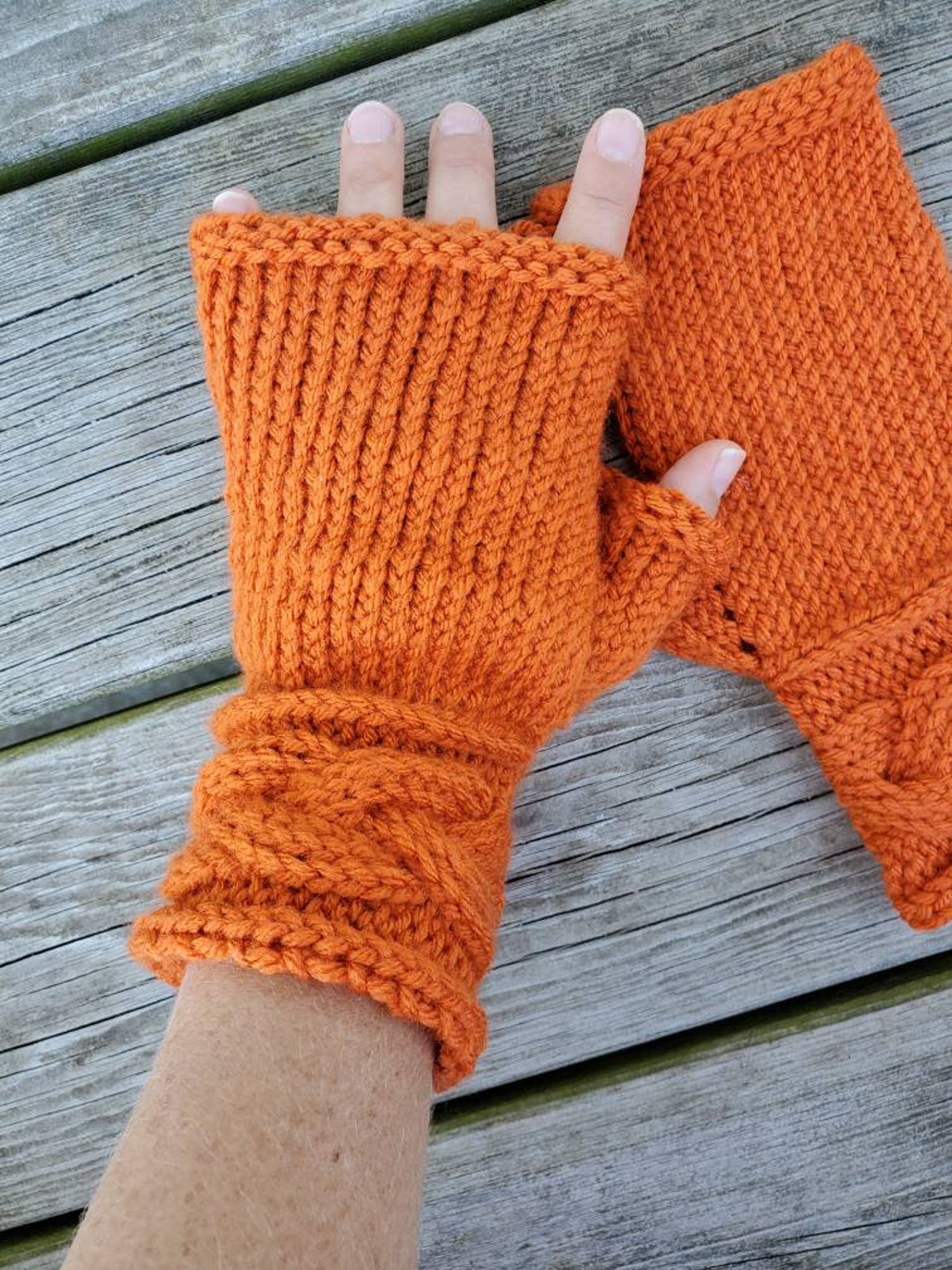 Cable knit fingerless gloves//customized fingerless Etsy