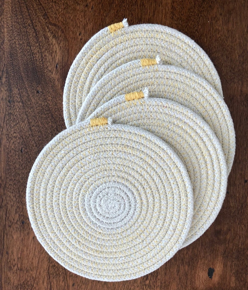 Rope Coasters Fabric Coasters Drink Coasters Set of Four Etsy Israel