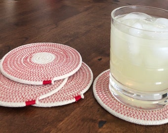 Rope coasters, fabric coasters, drink coasters, set of four coasters