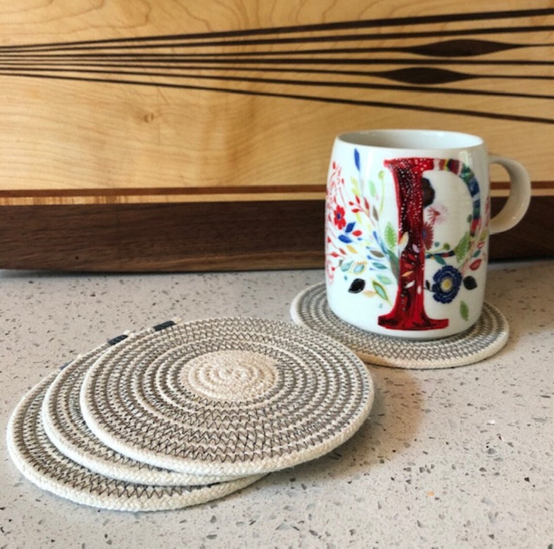 Rope Coasters, Fabric Coasters, Drink Coasters, Set of Four Coasters Etsy