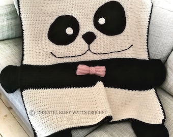 Panda Snuggles baby blanket crochet pattern