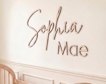 Double Name Custom Last Name Wood Sign | Custom Last Name Wooden Name Sign | Bridal Shower Hedge Backdrop Sign | First & Middle Name Cutout