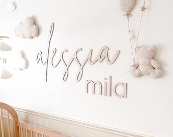 Personalized Wooden Name Sign – Custom Double Name Wall Decor – Unique Name Sign for Nursery or Home
