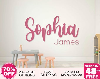 Double Name Sign | Custom Wooden Name Sign | Two Names | Nursery Wall Décor | Nursery Wall Hanging | Custom First & Middle/Last Name Cut Out