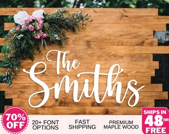 The Last Name Wood Sign | Custom Wooden Name Sign | Wedding Family Last Name Sign | Custom Last Name | Hedge Backdrop Sign / Backdrop Name