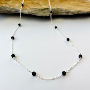 Handmade Onyx Necklace, Choker necklace, Beaded necklace, Black Necklace, 925 Sterling Silver necklace, Minimalist necklace, Birthday gift.