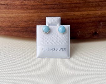 Larimar Stud earrings, Dominican Larimar earrings, Blue earrings, Tiny earrings, Minimalist earrings.