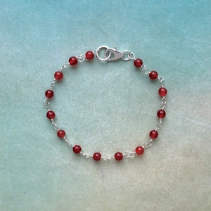 Handmade 4mm Carnelian Bracelet: Sterling Silver Gemstone Jewelry